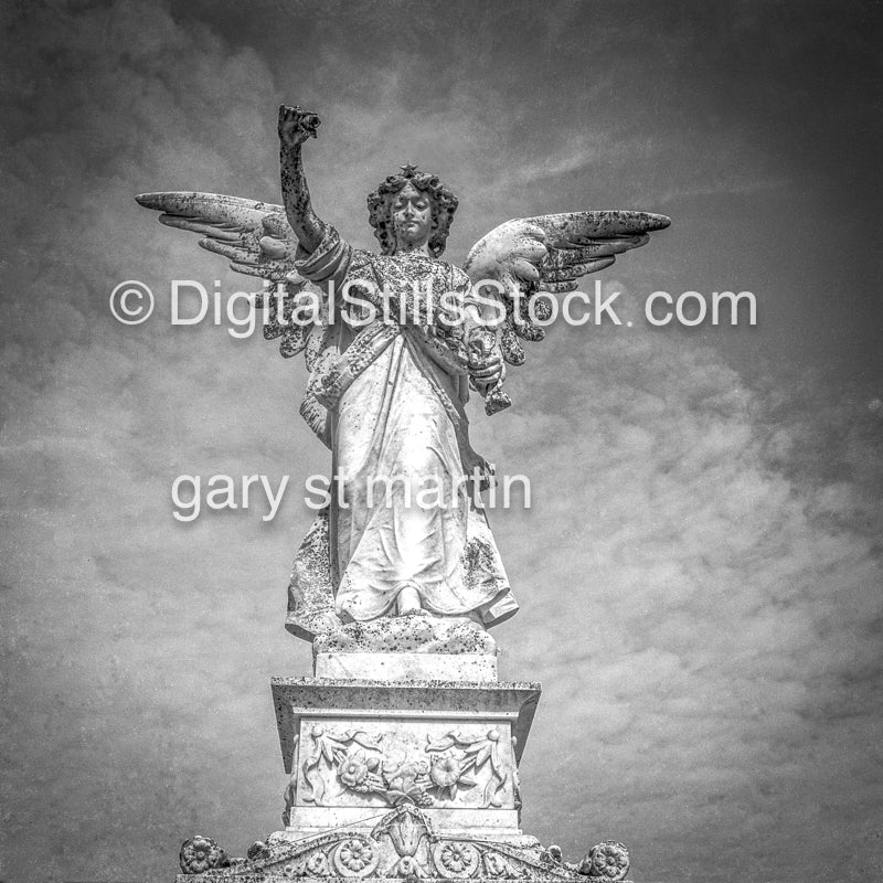 Fist in the air, Angel, Graveyard,, the Bay Area, analog, Black & White, Oddities