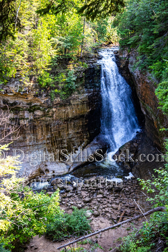 Miner's Falls flowing into the water digital Munising