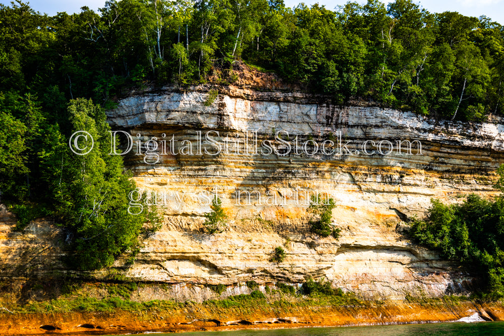 Close up of layered cliffs, digital Munising