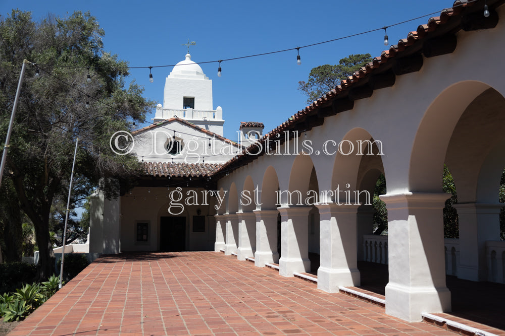 Junipero Serra Museum Courtyard along the arches, digital Junipero Serra