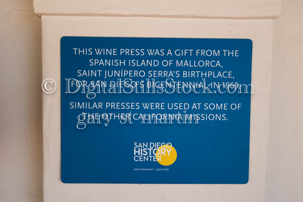 Junipero Serra Museum Wine Press Plaque , digital, museum