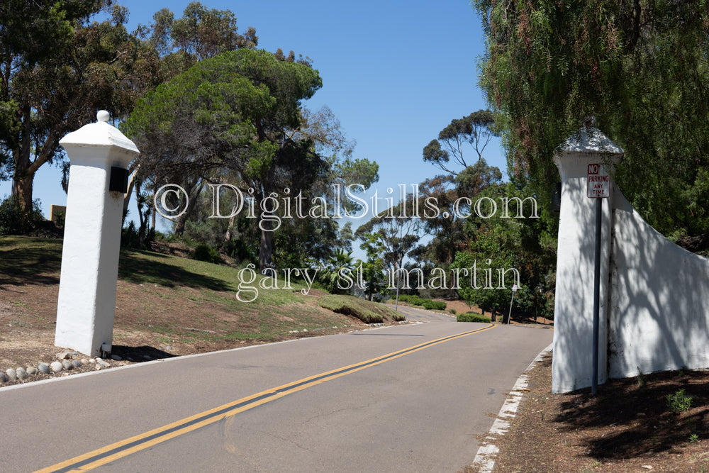 Junipero Serra Museum gate posts, digital Junipero Serra