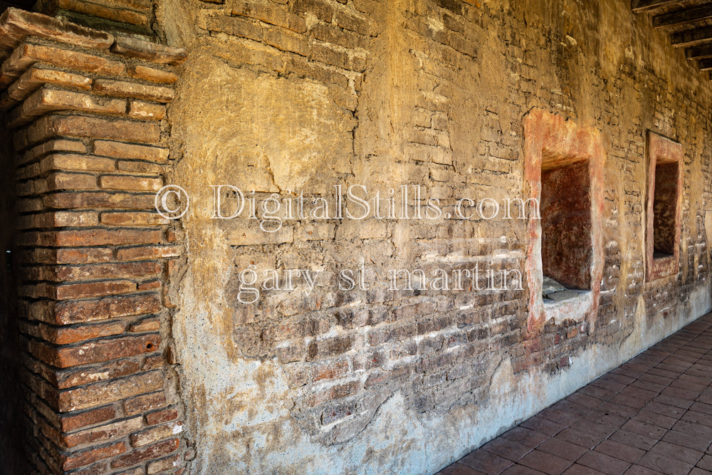 Two Windows in a wall, San Juan Capistrano, digital, California, Missions