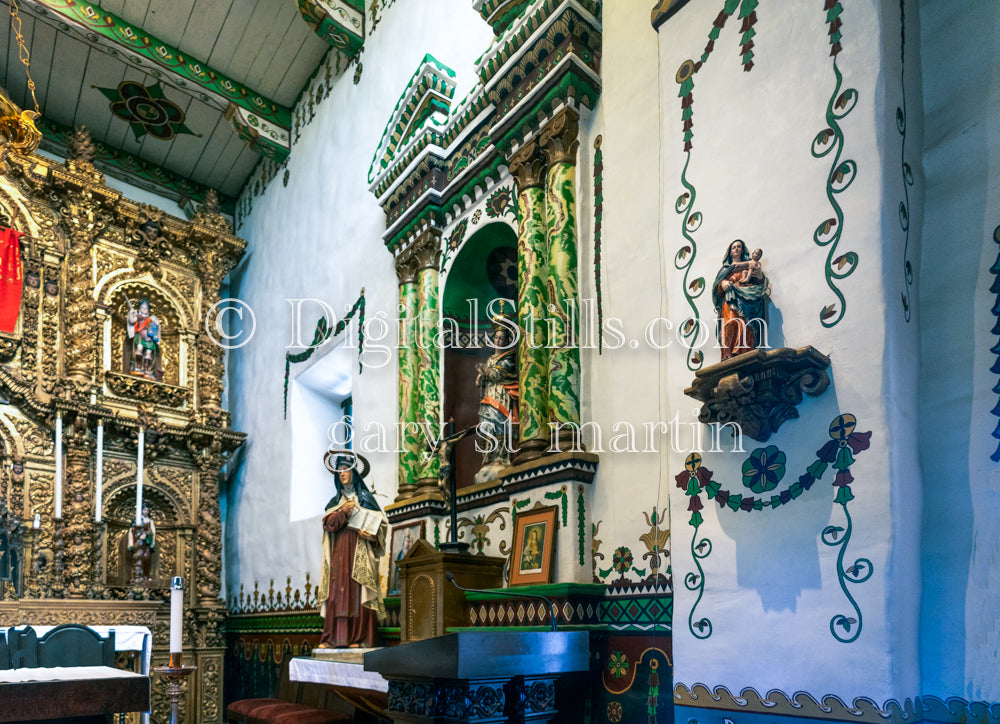 Church altar side wall Medium View, San Juan Capistrano, Digital, California, Missions