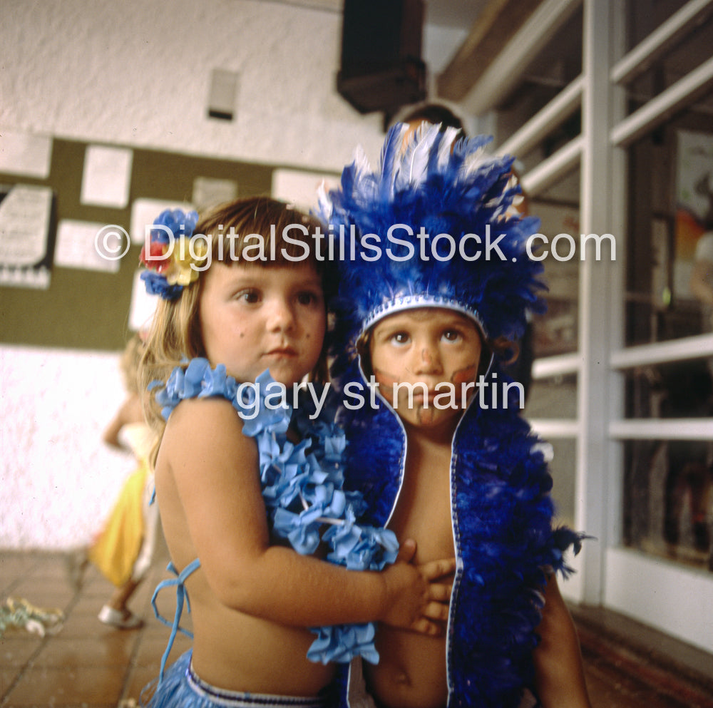 Carnival Celebration Two Children in Costume, anaog, color, brazil