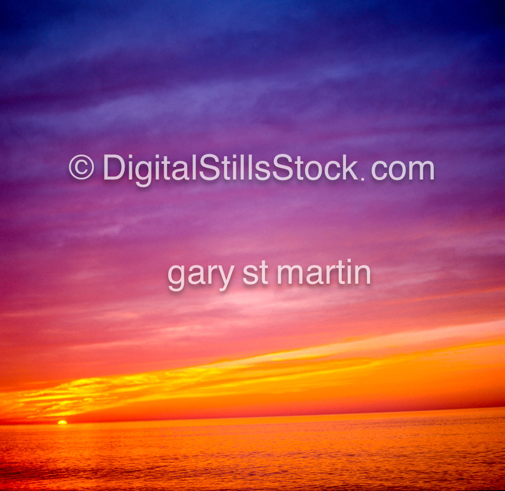 A rainbow of colors in the sky, analog sunset