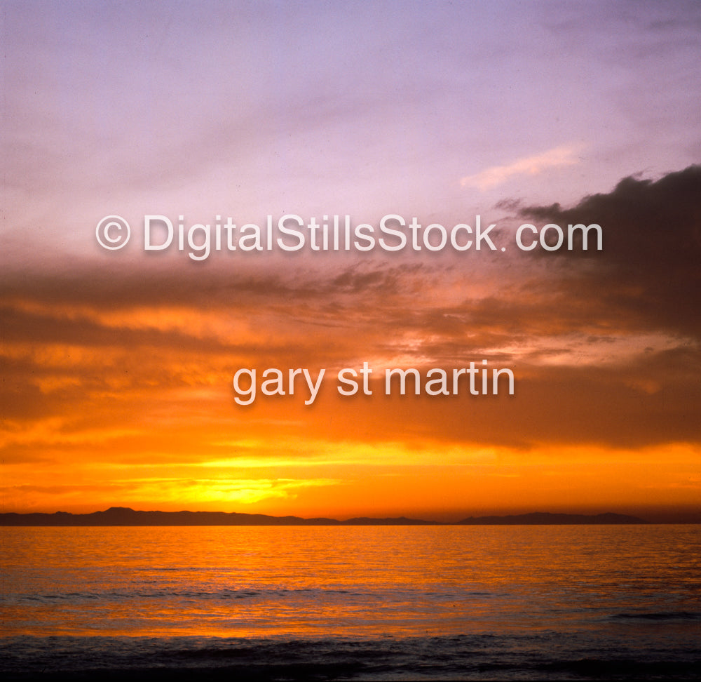 Golden Sunset over the water, analog sunsets