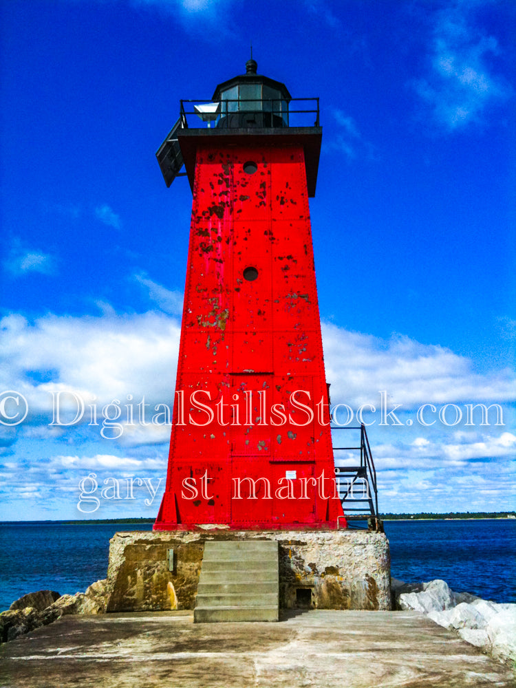 Looking up at the Marinette Lighthouse, digital Marinette Lighthouse