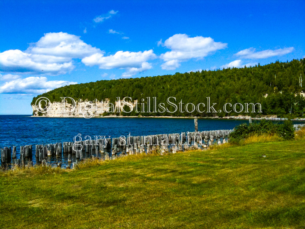 Green Cliffside above Big Bay de Noc, digital Fayette