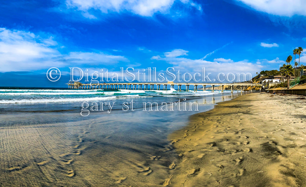 La Jolla Beach Pier Patterns in the Sand, digital La Jolla Pier