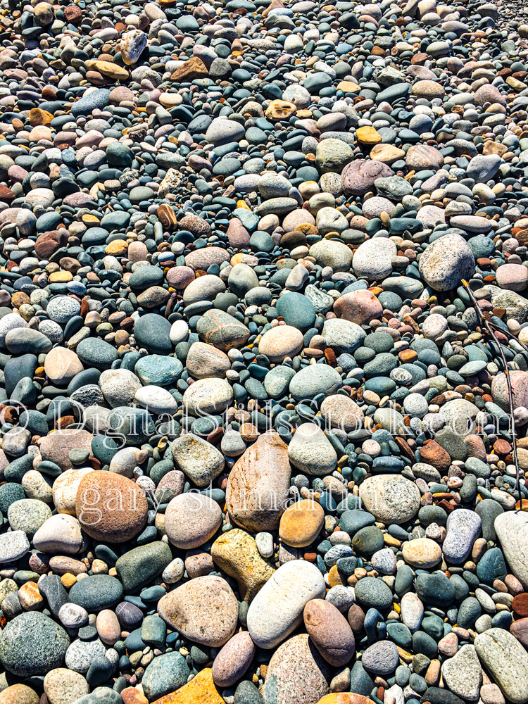 Colorful rocks along Lake Superior Shoreline, digital Grand Marais