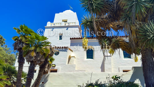 Wide View of the  Museum, blue sky, through the trees, digital, Museum