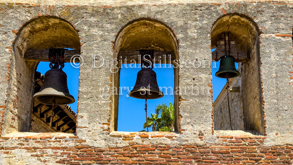 Closeup Of Church Bells At Mission San Juan Capistrano V2 , Digital, California Missions