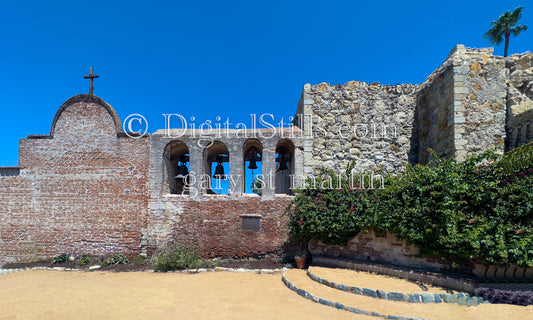 Wide Angle Of Church Bell At Mission San Juan Capistrano  , Digital, California Missions