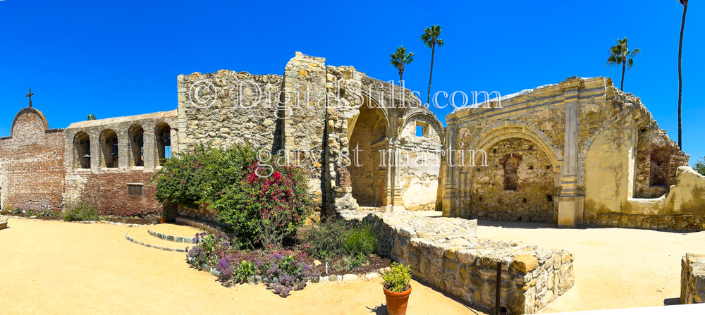 Historic Building And Church At Mission San Juan Capistrano  , Digital, California Missions