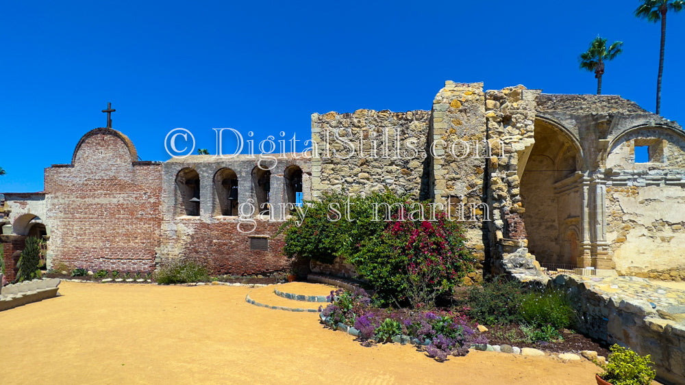 Closeup Historic Building And Church At Mission San Juan Capistrano  , Digital, California Missions