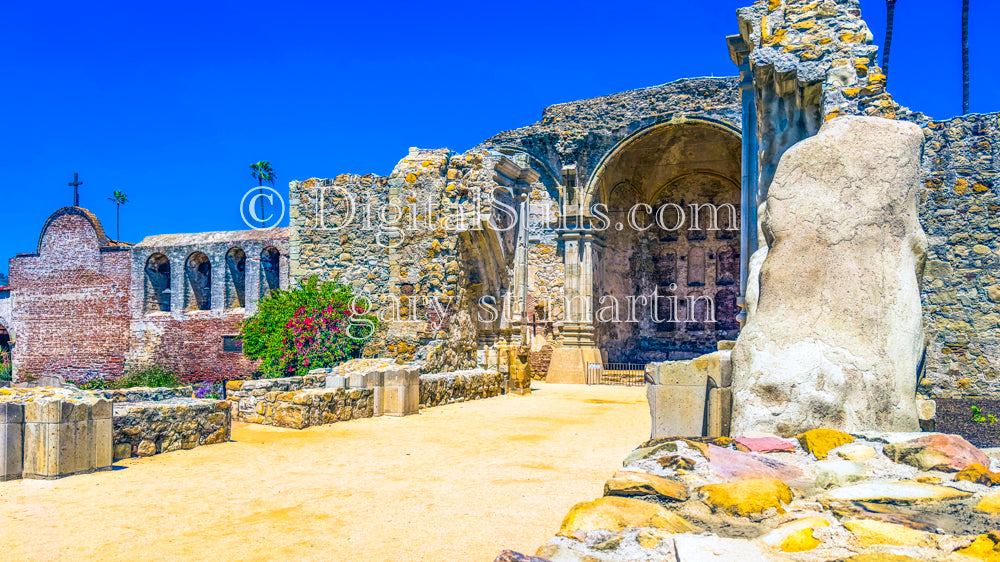 Colorful Angle Rock Building At Mission San Juan  , Digital, California Missions