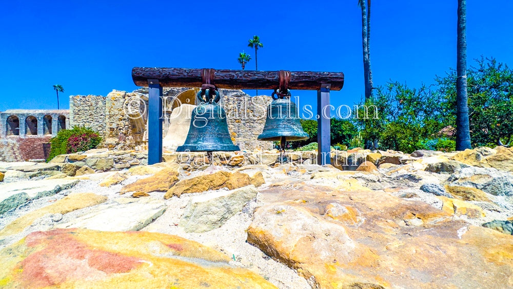Bells And Rocks At Mission San Juan Capistrano , Digital, California Missions