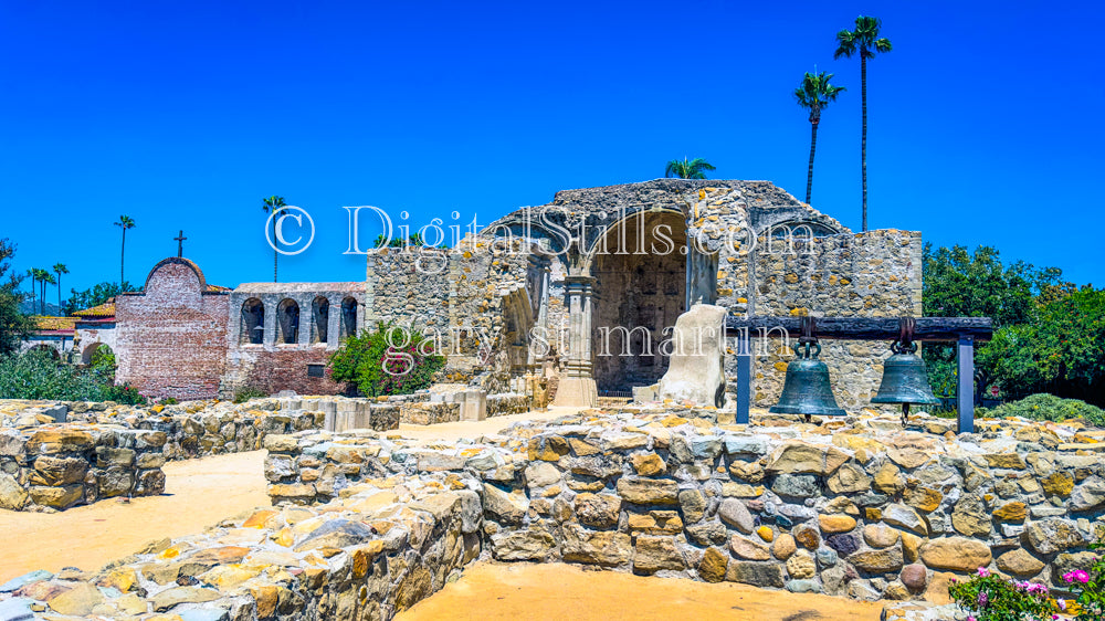 Bells And Rocks At Mission San Juan Capistrano , Digital, California Missions