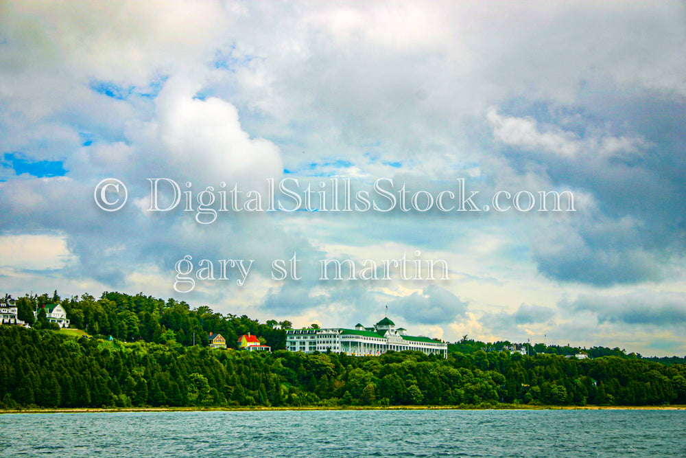 Looking Across Lake Huron at Mackinac Island, digital Mackinac Isalnd