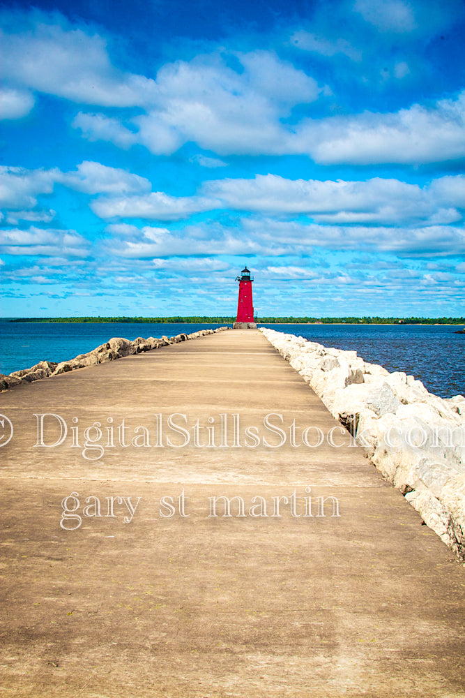 Long pathway up to the Lighthouse, digital Marinette Lighthouse