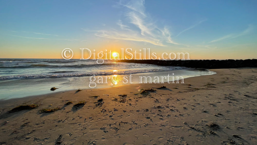 Orange ball of sun, digital sunset