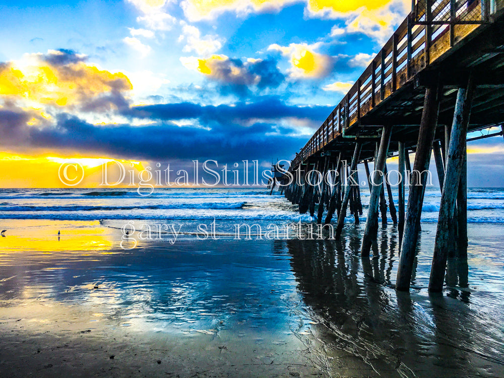 Looking along the Blue water - Imperial Beach Pier, digital imperial beach pier