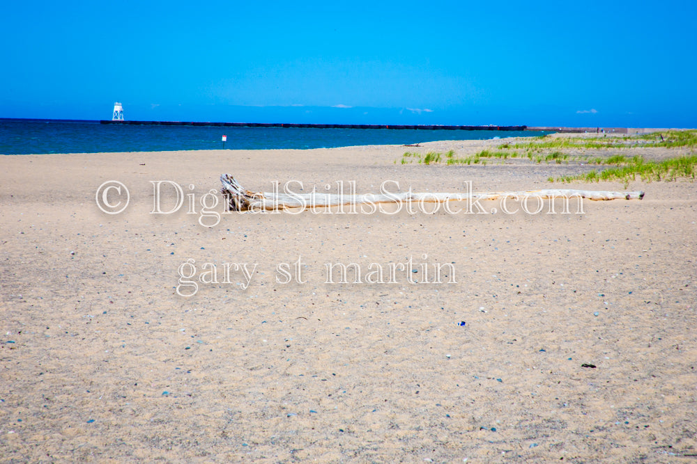 Far away view of the Harbor Light from the Beach, digital Grand Marais