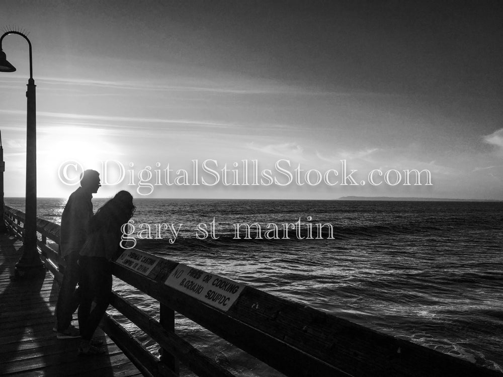 Looking Over the Pier Black and White - Sunset , digital sunset