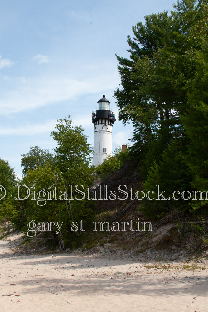 Lighthouse peaking through the trees, digital Grand mArais