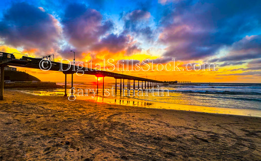Full View of the Colorful Sky at Ocean Beach Pier. digital, ocean beach pier