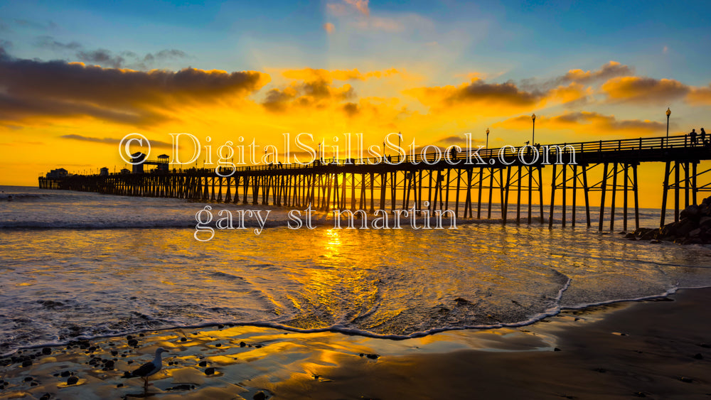 Sun Rays above the Pier - Oceanside Pier, digital Oceanside pier