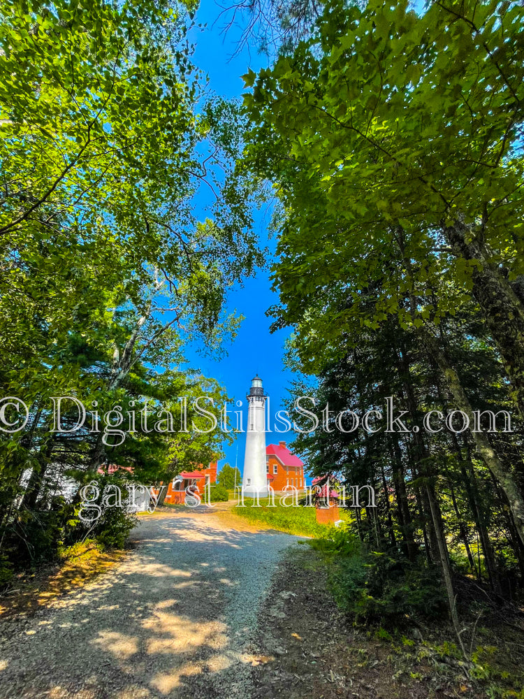 Wide portrait view of the path to Sable Lighthouse, digital Grand Marais