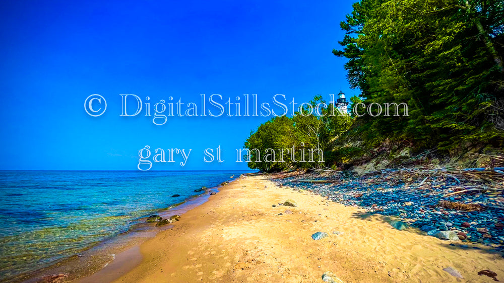 Looking straight down the shore, digital Grand Marais