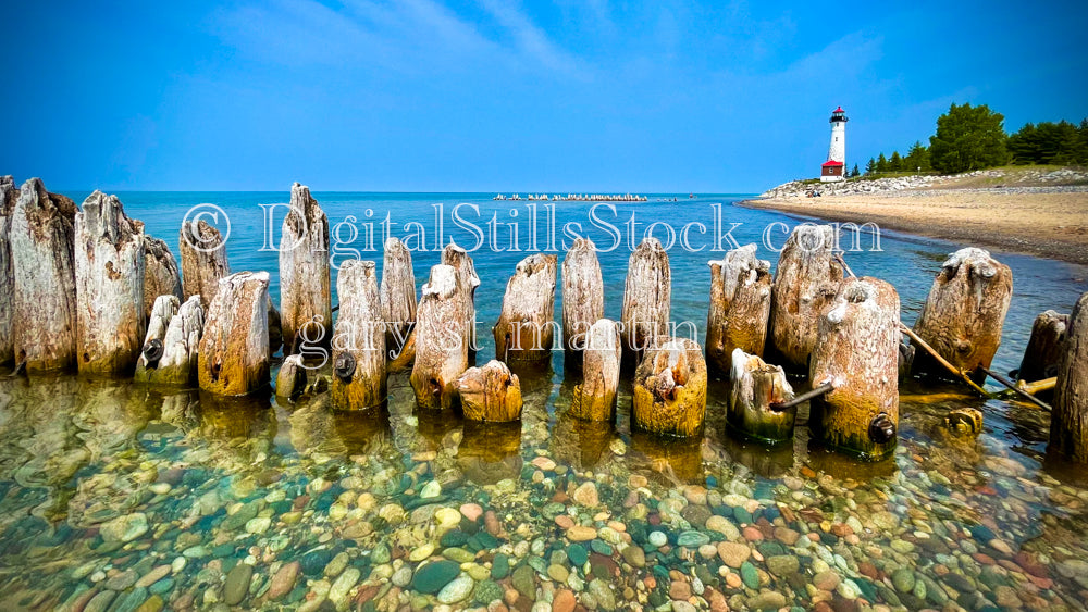 Worn Down Pier Stumps along Crisp Point Beach, digital Crisp Point