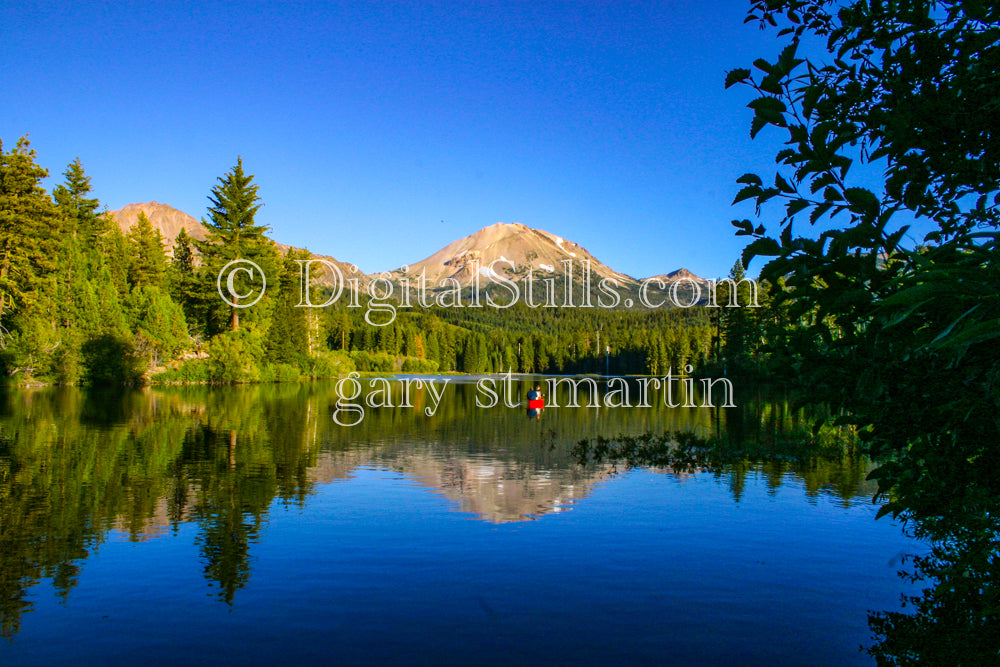 Red Boat, Reflecting Lake, Lassen Volcanic National Park, CA Digital, California, Lassen