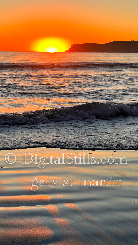 Sunset Waves on the Beach, digital sunset