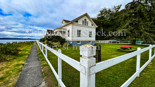 A White House along a White Fence  - Vashon Island, digital Vashon Island