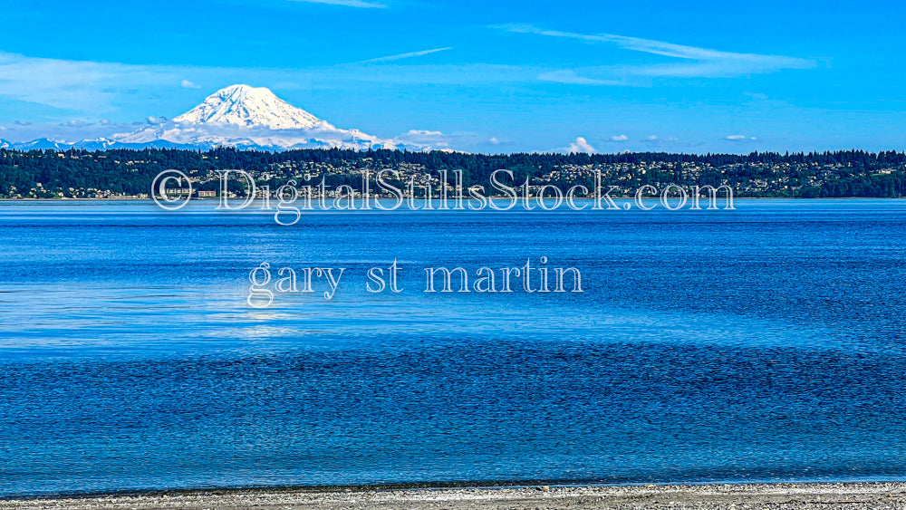 Mount Rainier against the Blue Water - Vashon Island, digital Vashon Island