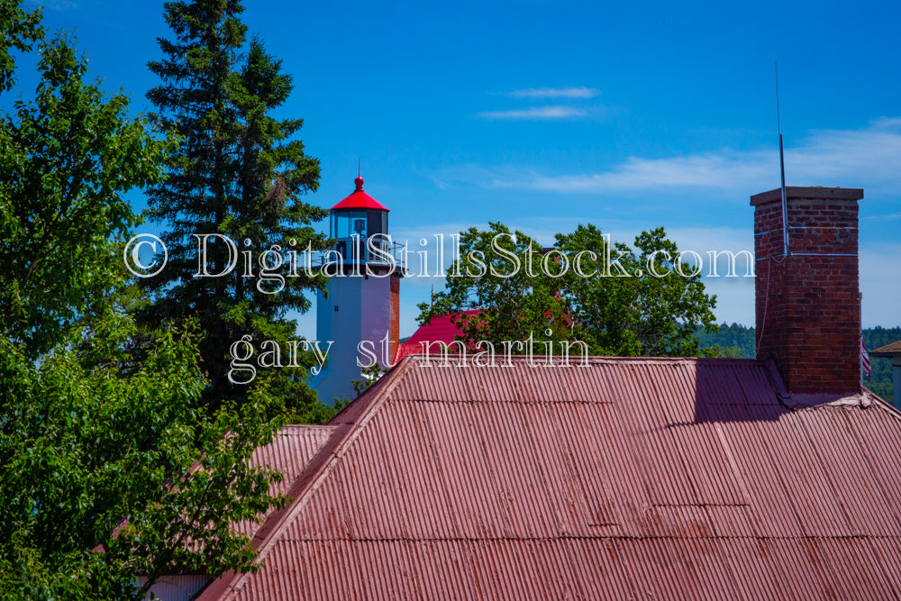 Looking at the Lighthouse over the roof, digital Copper Harbor