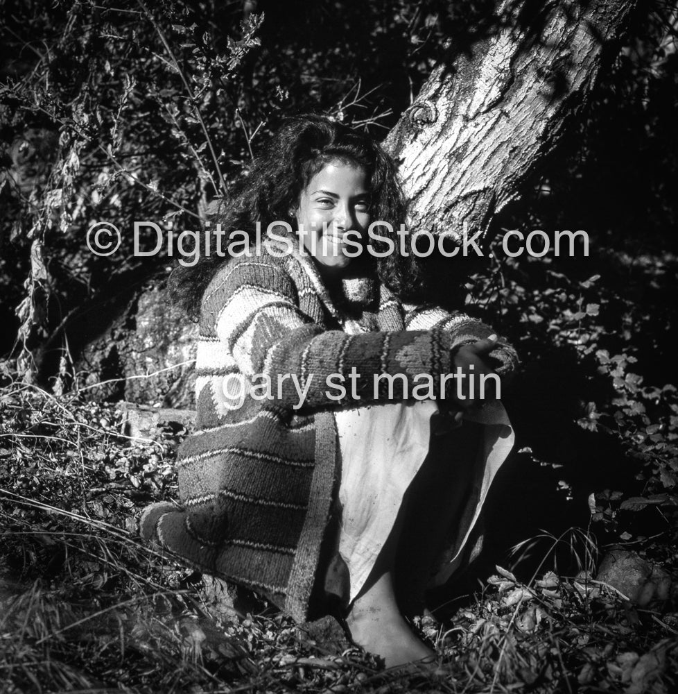 Portrait Under the Tree, Silverado Canyon, CA, analog, black & white, portrait