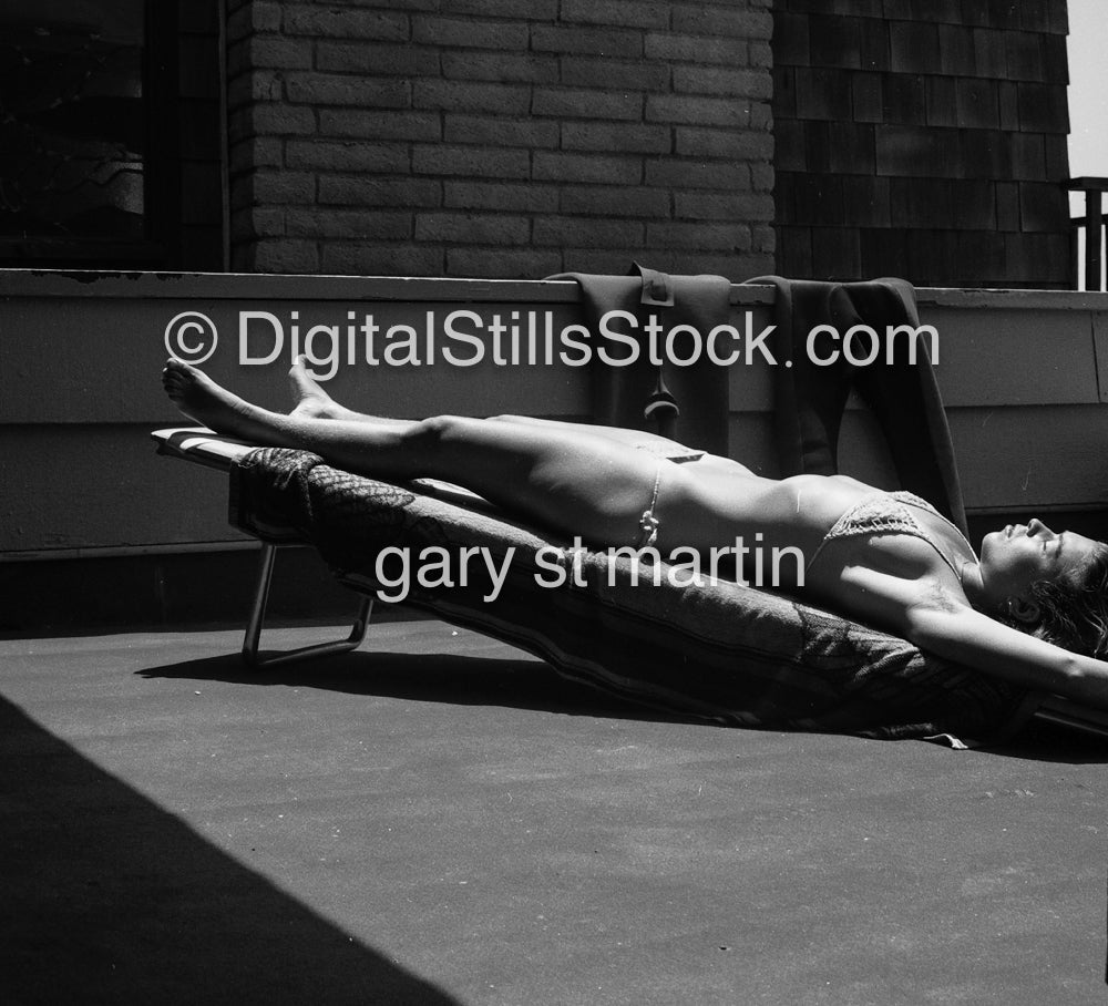 Caroline Sun Bathing, analog, black & white, portrait
