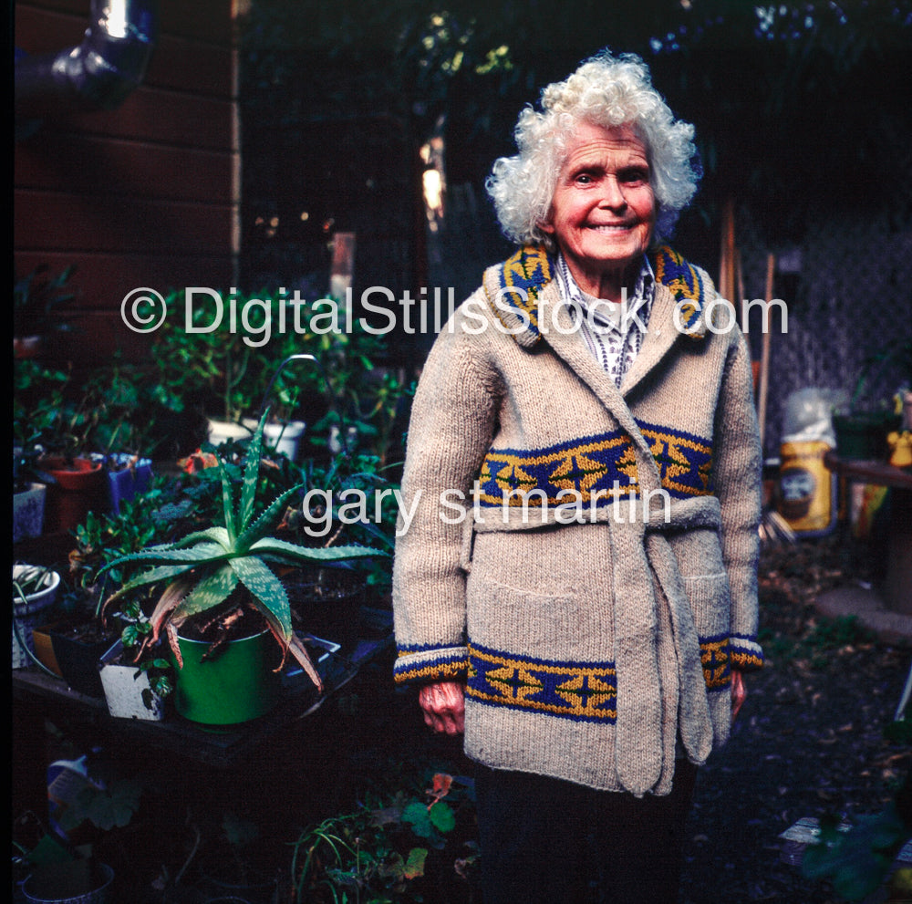 Bernice in the backyard, Silverado Canyon,  CA, Analog, Color, People, Women