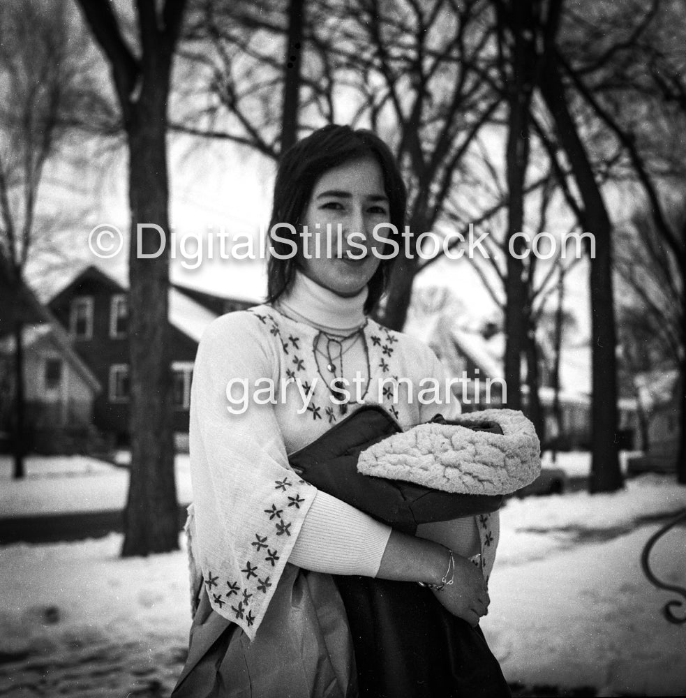Denise in the snow, Analog, Black & White, Portraits Men
