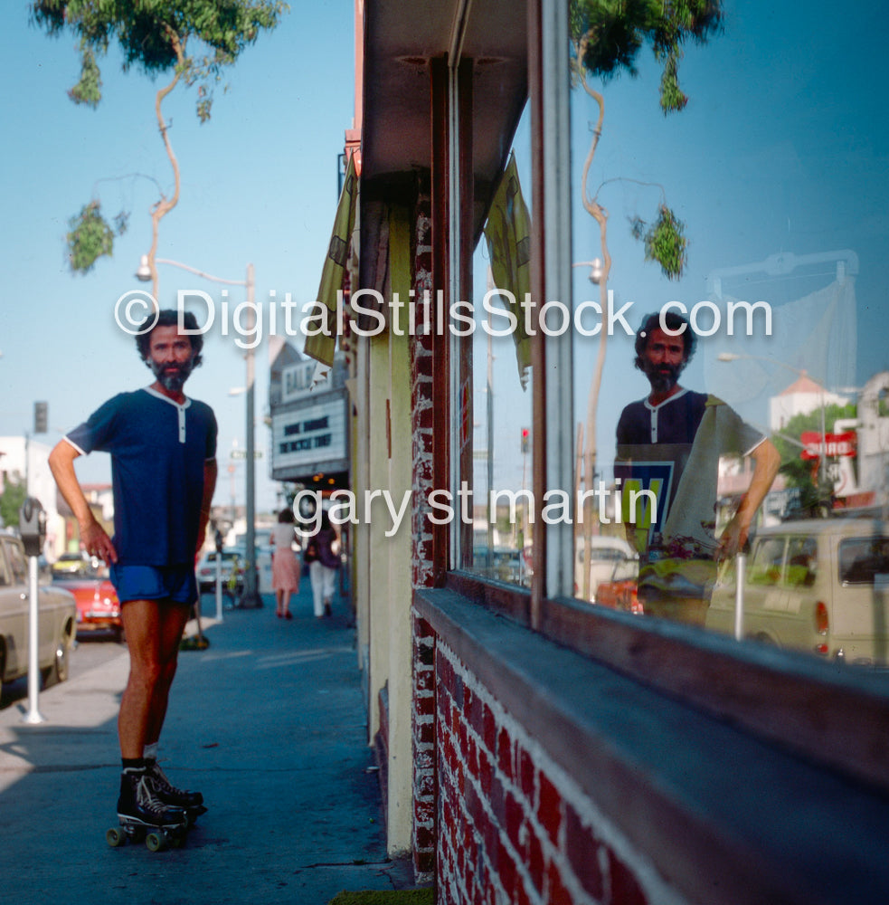 Reflection in a Window, color, portraits, men