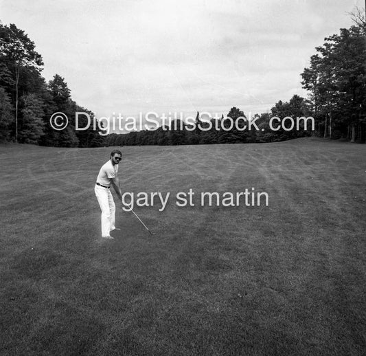 Tom St. Martin at the Munising Golf Course, analog, men, black and white,
