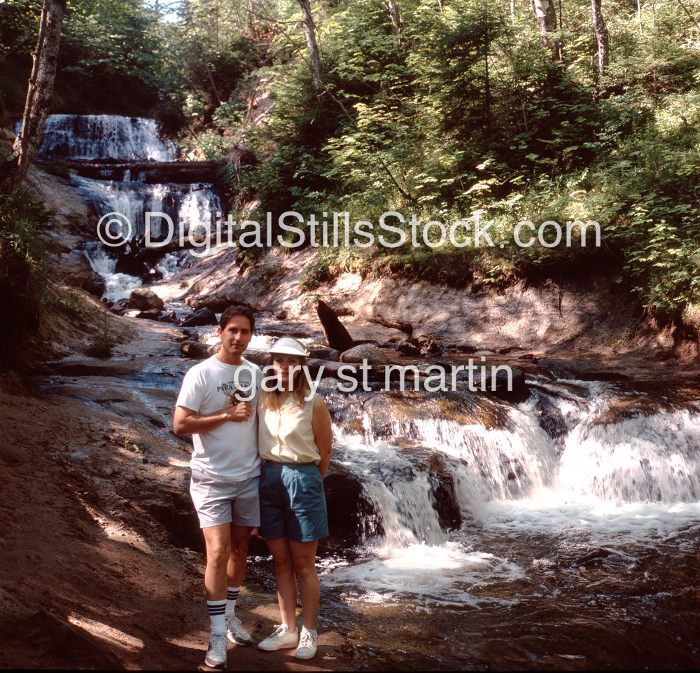 Gary and Kerry At Sable Falls, Grand Marais, MI, Analog, Color, Portraits, Groups
