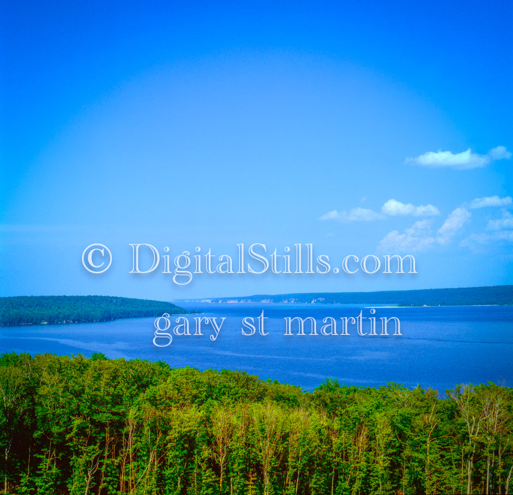 Lake superior over the Trees, Munising., UP Michigan, Analog, Color, Michigan