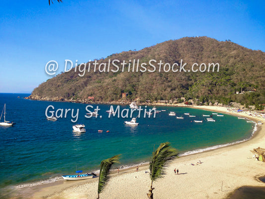 Along The Beach, Boats in the Bay, Yelapa, Mexico, digital