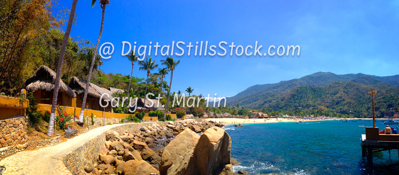 Walking Path Along The Hotel, Wide Beach View, Yelapa, Mexico, Digital